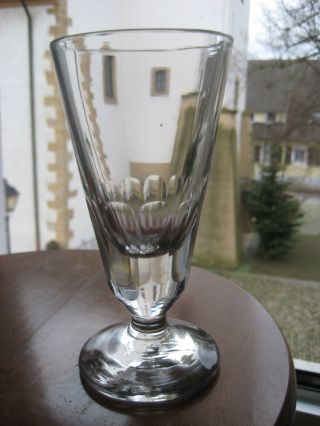 1 Glas - Alt (um 1900) - Groß - Facett.  - Schwer - Kelchglas - Frankr.  16/395 Bild