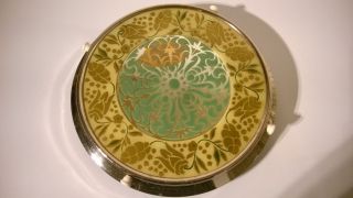 Hohe Tortenplatte Drehbar Gold Türkis Glasplatte Sehr Schwer 60er 70er Jahre Bild