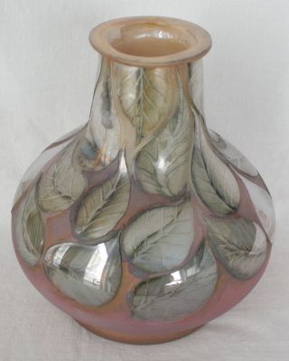 Glas Vase,  Blumenvase,  Eisch Matt Mit Irisierendem Muster Bild