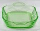 SchÖne Uran Press Glass Anbiete Butter Schale - Art Deco Jugendstil Sammlerglas Bild 2