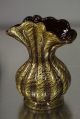 Deco Blumenvase Bauch Vase 11cm Glas Gold Rot Muschel Dekor Handwerk Antik Dekorglas Bild 2