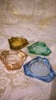 4 Glas Aschenbecher Stapelbar Mit Ständer 60 - 70er Jahre Verschiedene Farben Kristall Bild 4