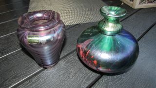 Austen Glaskunst Irisierendes Glas Mundgeblasene Design Glasvase Signiert Bild
