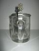 Glas Bierkrug Biedermeier 1840 Eichenlaub U.  Lyra Dekor Auf Zinndeckel Sammlerglas Bild 2