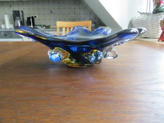Blaue Muranoglas Schale Mit Uranglas Bild