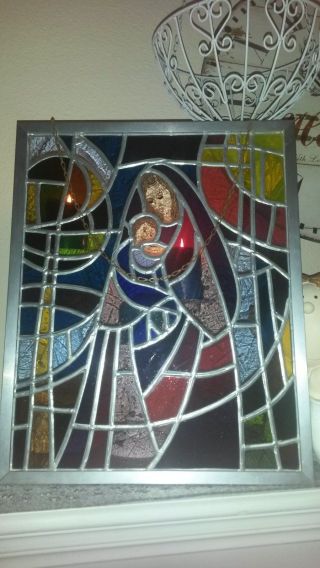 Bleiverglasung,  Glasbild,  Tiffany,  Fensterbild Bunt Madonna Maria Mit Kind Bild