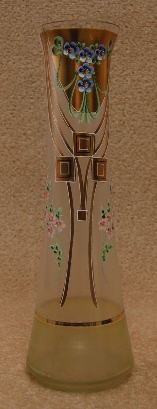 Traumhaft Schöne Vase Jugendstil Glas Glasvase Blumenvase Handbemalt Bild