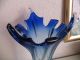Murano Glas Seguso Vase Zipfelvase Art Deco Italy Glass Deco Blau Gedreht 29cm Glas & Kristall Bild 2