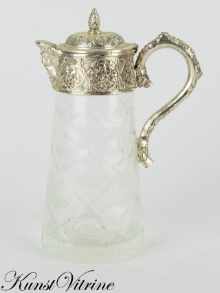 Weinkanne Aus Geschliffenem Glas Mit Versilberter Montierung,  Um 1900 Bild