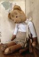 Antik Teddy - Bär Schlittschuhe Bekleidet Gros Leinen Stroh Frankreich Shabby Deko Stofftiere & Teddybären Bild 11