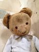 Antik Teddy - Bär Schlittschuhe Bekleidet Gros Leinen Stroh Frankreich Shabby Deko Stofftiere & Teddybären Bild 3