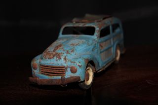 Blechauto Oldtimer Hellblau Auto Metall Dachbodenfund Antik Bild
