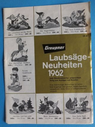 Rarität Alt Prospekt Graupner Laubsäge Neuheiten 1962 Donald Weihnacht Krippe Bild