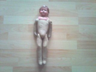 Puppe Schildkröt Mit Holzwolle Körper Nr.  220/35 Alte Blechhalter,  Stoffkörper Rar Bild