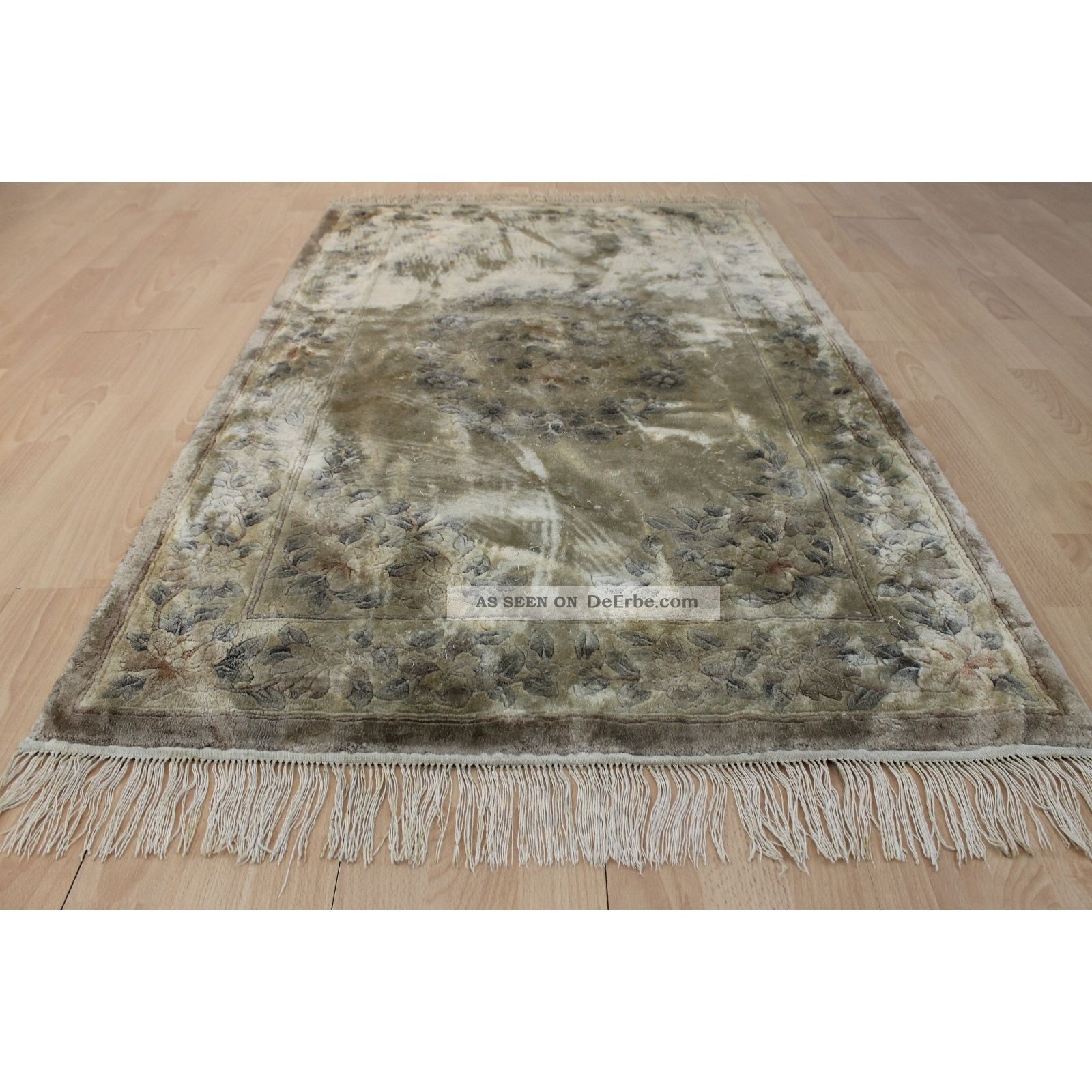 Edeler Handgeknüpfter Seidenteppich China Blumen Teppich Seide Tappeto 150x90cm Teppiche & Flachgewebe Bild