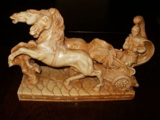 Figur Römischer Streitwagen Mit Pferden Aus Steinmaterial Ca.  5kg Schwer Bild