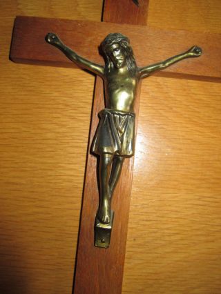 Holzkreuz Christus Aus Messing Wandkreuz Bild