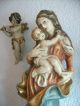 Madonna Mit Kind Und Zwei Engel Holzfigur Handgeschnitzt 52 Cm. Holzarbeiten Bild 1