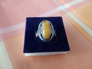 Fischland 835er Silber Ring Mit Bernstein Bild