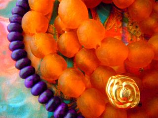Letzten 7stk.  Afrikanische Mandarin Krobo - Perlen - Ca.  13 - 14mm - Bild