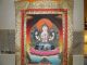 Thangka Chenrezig Von Einem Tibetischen Mönch Gemalt Mit Brokatumrahmung Entstehungszeit nach 1945 Bild 3