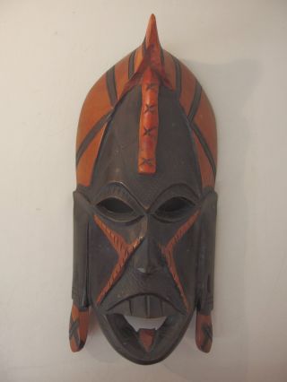 Ti2) Afrika Holz Maske Urlaub Suvenier Wandbefestigung Bild