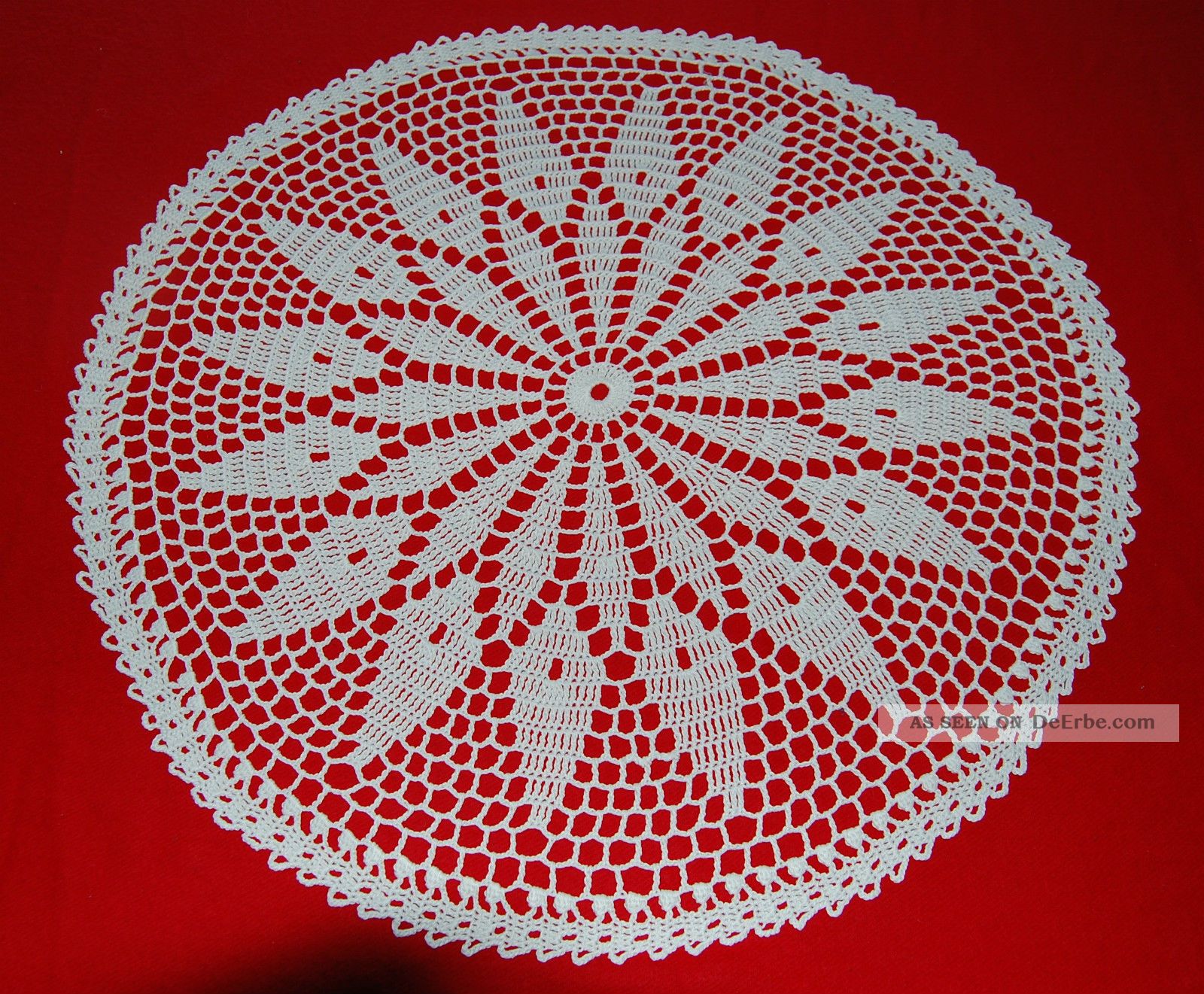 Handarbeit Runde Weiße 16 - Zackige Sternen - Häkeldecke 55 Cm Tischdecken Bild
