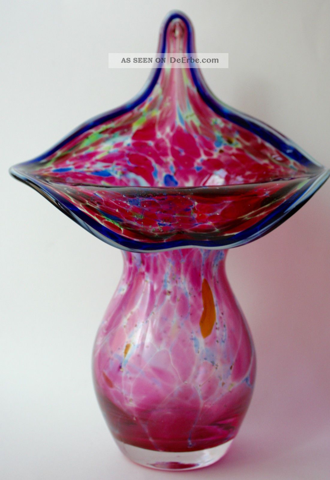 Jugendstil - Vase Aus Mundgeblasenem Transparentem Glas & Farbigen Einschmelzungen 1890-1919, Jugendstil Bild
