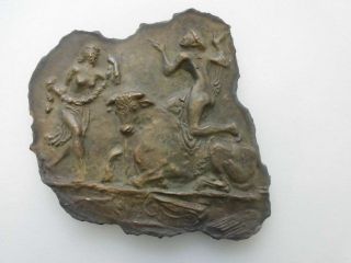 Relief Paar Mit Stier Bronze Signiert Mikorey Bild