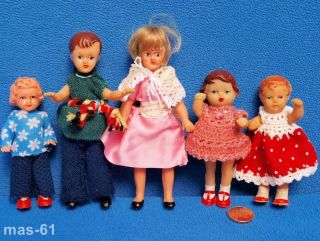 Ari Puppenfamilie Puppenhaus 5 Puppen 60er Jahre Puppe Doll Figur B Bild