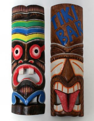 2x Hawaii Masken Südsee Style Aloha Tiki Wandmasken Maske 50cm Maskenset 73/15 Bild