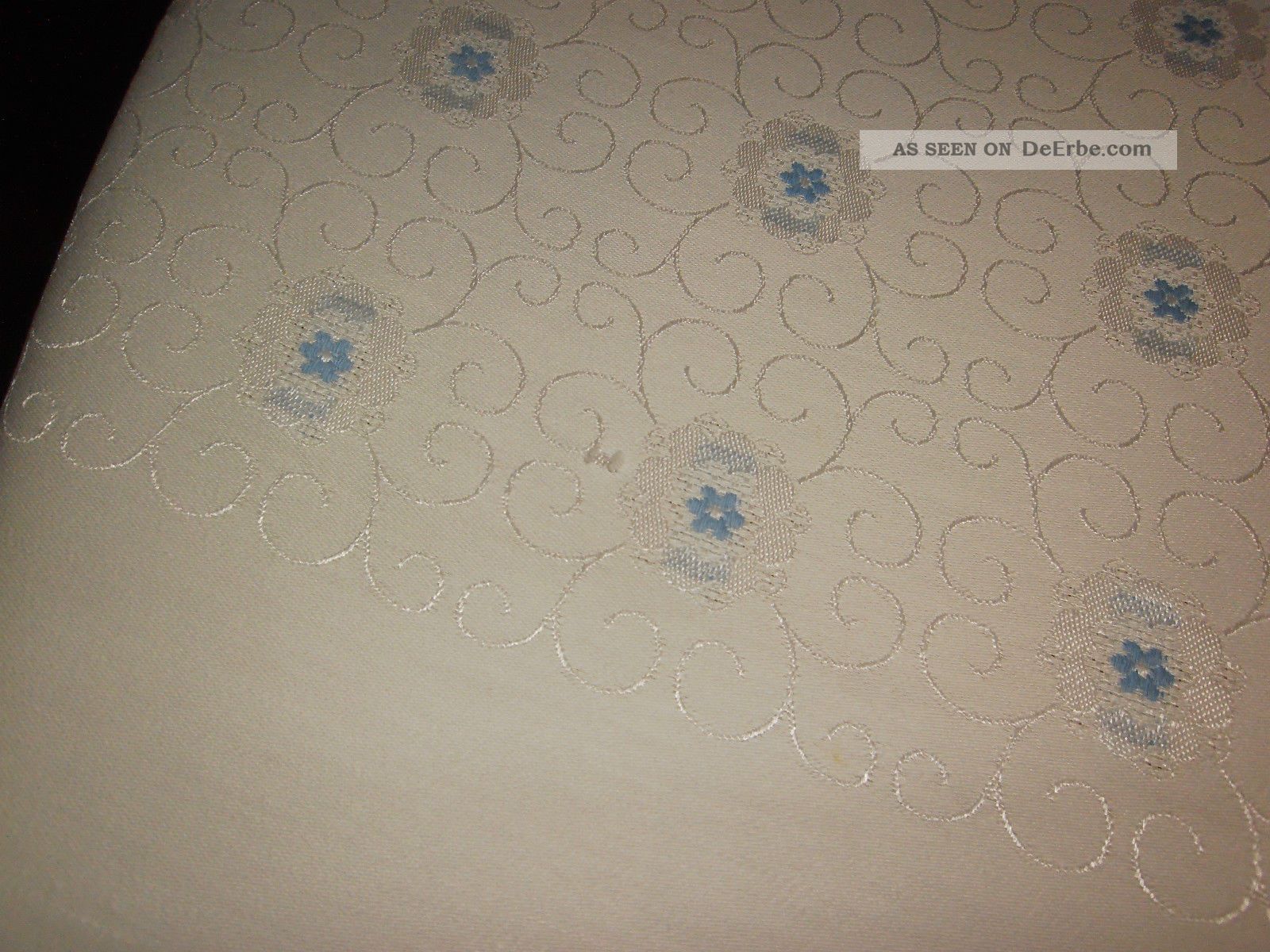 Wunderschöne Alte Tischdecke,  Blau Bestickt,  1,  00 X 1,  60 Tischdecken Bild