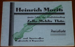 Moritz Jagd - Sport - Waffen Um 1925 Zella - Mehlis Gewehr Preisliste Katalog Bild