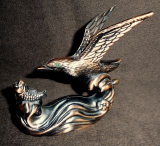 Möwe Fängt Fisch Tischfeuerzeug Gas Optik Bronze Metall Sammlerstück Vogel Bild