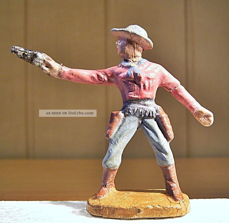 12.  262.  14.  9 Masse Cowboy Mit Revolver Schießend Hopf C 04 Vio - Gra,  1947 - 1965 Gefertigt nach 1945 Bild