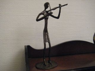 Bronzeplastik Figur Skulptur Frau M.  Geige 23 Cm Bronze Sculpture Girl Violine Bild