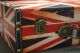 Koffer Holz Leder Bedruckt Reise Deko England Flaggenmotiv Union Jack Design Antike Originale vor 1945 Bild 1