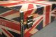 Koffer Holz Leder Bedruckt Reise Deko England Flaggenmotiv Union Jack Design Antike Originale vor 1945 Bild 3