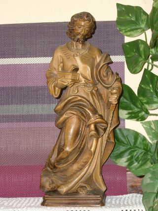 Holzfigur - Heiligenfigur - Hl.  Josef Mit Hobel - Zimmermann - Geschnitzt - Deko - Bild