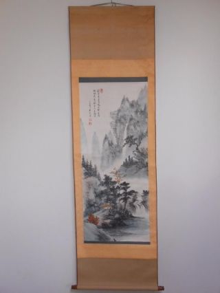 N12 Antik Rollbild Kakejiku China? Japan? Sansui 山水 Bild