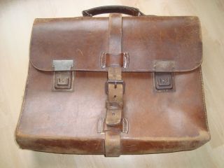 Alte Leder Akten Hand Tasche Dachbodenfund Shabby Chic Vintage Retro Koffer Bild