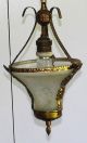 Nachlaß Antike Plafoniere Deckenlampe Leuchte Lampe Aus Messing Glas Mit Muster Gefertigt nach 1945 Bild 2