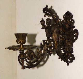 Nachlaß Antiker Wand - Kerzenhalter Kerzenständer Aus Eisen Mit Figur Bild