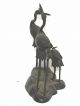 Bronzefigur Kraniche Paar Mit Jungem Japan Um 1920 Glücksvogel Asiatika: Japan Bild 1