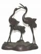 Bronzefigur Kraniche Paar Mit Jungem Japan Um 1920 Glücksvogel Asiatika: Japan Bild 2