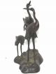 Bronzefigur Kraniche Paar Mit Jungem Japan Um 1920 Glücksvogel Asiatika: Japan Bild 3