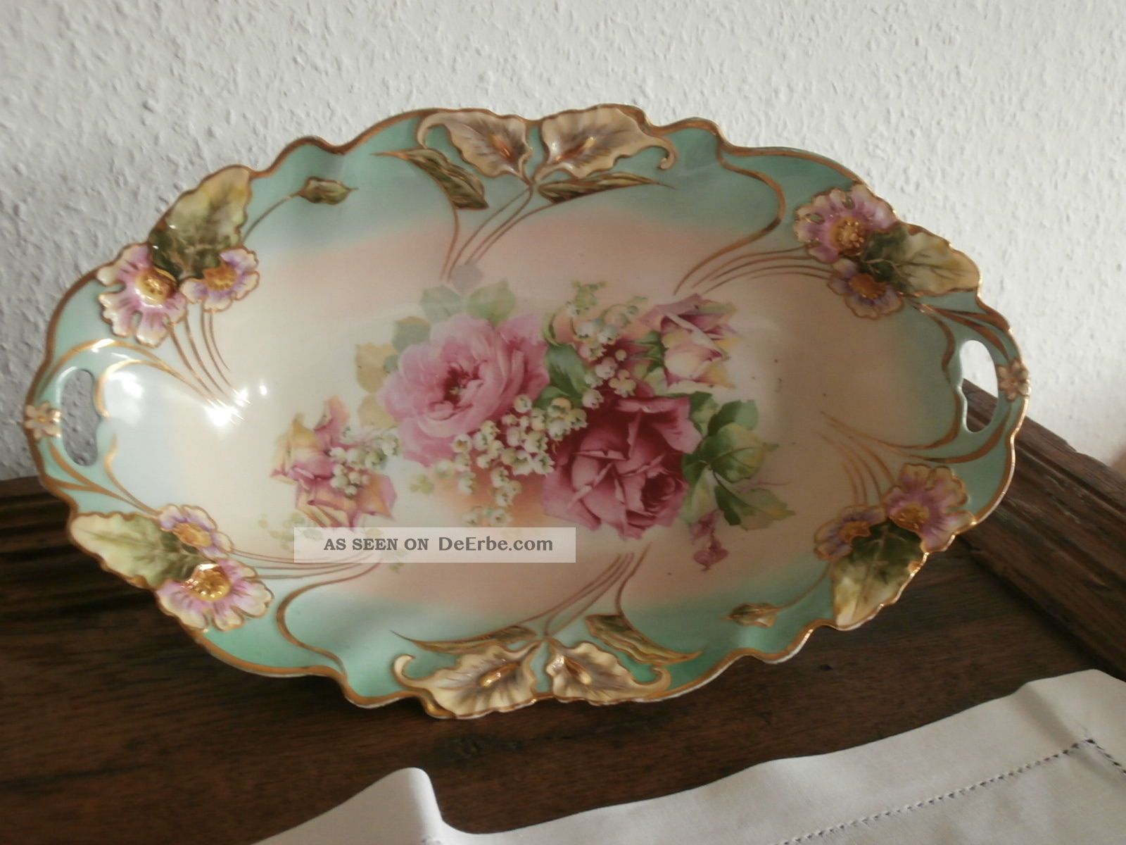 Rosen Und Maiglöckchen,  Ovale Schale,  Ein Traumteil,  Jugendstil,  Top Nach Stil & Epoche Bild