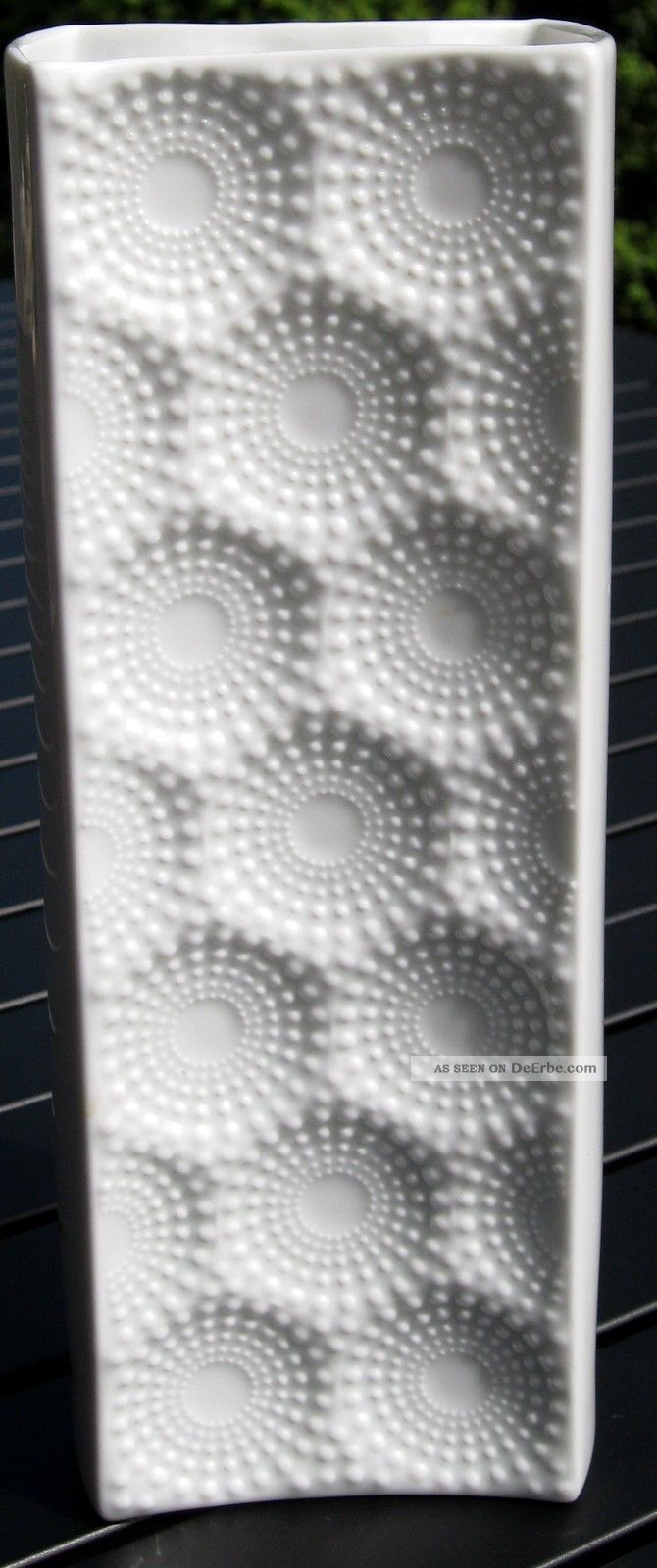 Schöne Große 26,  5cm Eckige Weiße Vase Ak Kaiser 70er Jahre Nach Form & Funktion Bild