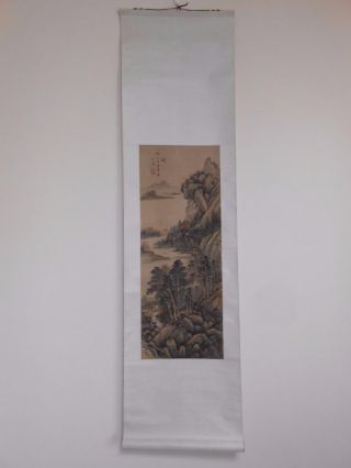 N025 Antik Rollbild Kakejiku China? Japan? Sansui 山水 Bild