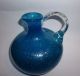 Murano Schöner Krug Henkelkrug A Bollicine Schaumglas Azur Blau 1950/1960 Jahre Glas & Kristall Bild 1